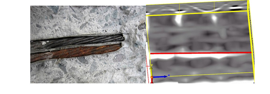 concrete scanning to detect the depth of post tension cables in concrete